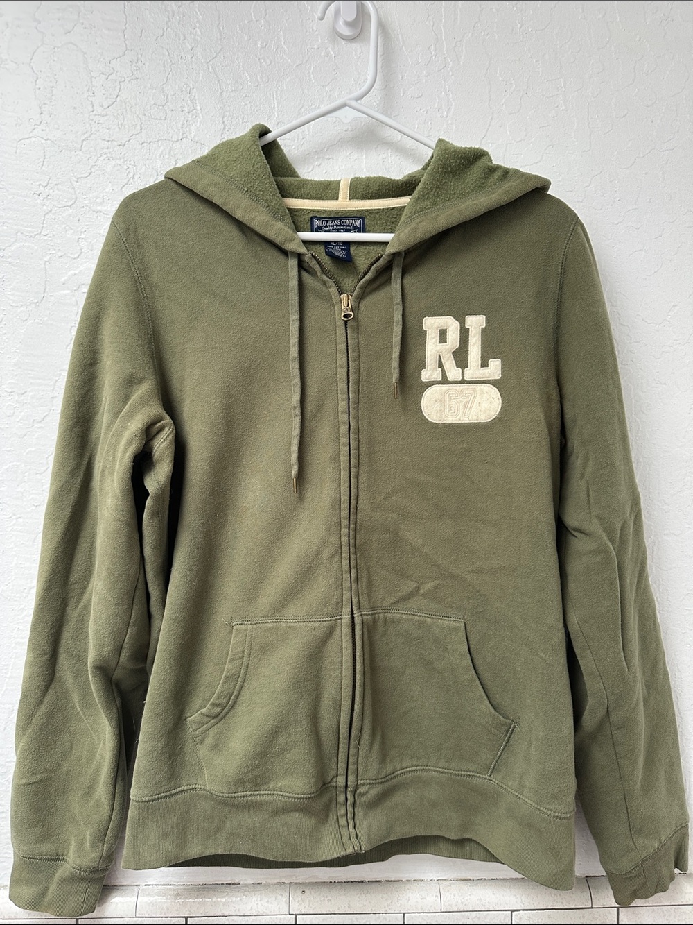 Polo by Ralph Lauren Olive Green Zip-Up Hoodie with RL Patch